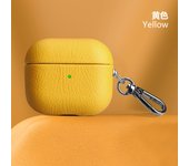 PU Leather Airpodspro2 Lychee Patterned Earphone Case with Handmade Skin Bluetooth Earphone Protective Case with Flocking Inside