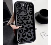 Black Leopard Print Pattern Silicone Phone Case For iPhone 11 12 13 14 15 16 Pro Max X XS XR 7 8 Plus SE 2 Shockproof Soft Cover