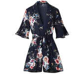 Mono de estilo bohemio con estampado Floral para mujer, Peto corto, Top de Macacao femenino, ropa informal de playa de verano