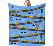 Cute Truck Construction Blanket Super Soft Flannel Throw Blankets Tractor Cars Blankets Bedding for Boys Girls Adults Gifts