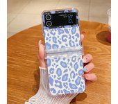 Leopard Print Case For Samsung Galaxy Z Flip 6 5 4 3 5G Hard PC Clear Folding Phone Cover For Samsung Z Flip6 Flip5 Flip4 Flip3