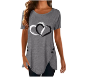 Camiseta de moda de talla grande para mujer, Tops informales con cuello redondo, camisetas holgadas con estampado Floral, camisa tipo túnica