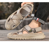 2025 Sandalias de verano para hombre, zapatos informales de cuero genuino para hombre, sandalias de cuero para exteriores para hombre, zapatos de playa, zapatos romanos para hombre