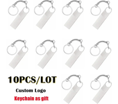 10PCS/LOT Metal Mini USB Flash Drive 2.0 64GB 32GB Cle Usb Flash Stick Pen Drive 4GB 8GB 16GB Memory Stick Custom LOGO for Gifts