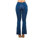 Shascullfites Women Jeans Slim Fit Denim Pants Bell Bottom Mid Waist Bootleg Jeans Stretch Female Flare Trouser Fashion