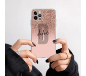 Funda de teléfono transparente con letras rosas brillantes M R para IPhone 15 8 7 6 6S Plus X SE 2020 XR XS 14 11 12 13 Mini Pro Max