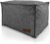 Puff Reposapiés Salon de Lujo - [50x40x30 cm] Sofa Puf de Diseño con Relleno Incluido para Escritorio u Oficina - Taburete Bean Bag Chair Grande en Cuero Sintético Beige