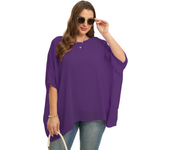 Womens Plus Size Batwing Sleeve Summer Spring Elegant Cape Blouse V-neck Flowy Loose Casual Chiffon Blouse Tunic Top For Jeans