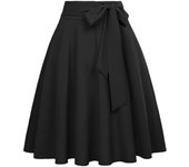 New women's high-waisted A-line pocket skirt, skating skirt, flared mid-length skirt