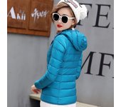 Chaqueta de plumón de invierno para mujer, ligera y delgada, cálida, chaqueta con capucha, color liso, plumón de pato blanco.