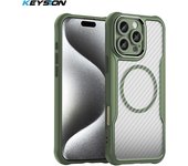 KEYSION Shockproof Case for MagSafe for iPhone 13 12 11 Pro Max SE 2022 2020 Camera Protection Carbon fiber Texture Phone Cover
