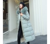 Chaqueta de invierno de Algodon Acolchado de Corte entallado con Cinturón y Cuello de Lana, chaqueta FINA, Abrigo de plumón, chaqueta de Algodon Acolchado de Lana por primera vez de la rodilla