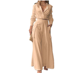 Women's casual 2 pieces set elegant turn down collar long sleeve shirt and wide leg pants