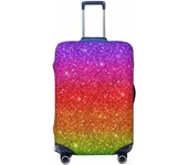 Rainbow Unicorn Party Luggage Cover Washable Elasticated Luggage Covers for Suitcase tsa Approved Stylish Dust and Scratch Resistant Luggage Case Protector for Kids and Adults-Rainbow Glitter