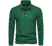 Solid Giraffe Embroidery Long Sleeve Tennis Shirts, Slight Stretch All-match Fashion Men's Top