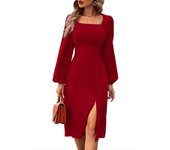 Elegant party dress solid color retro square neck half body Lena cut