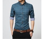 New fashion brand mens shirt cotton plaid men shirt slim fit social shirt men long-sleeved business camisas hombre m-5xl