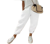Pantalones elásticos con bolsillos de algodón y lino para mujer, pantalones de mujer, pantalones de primavera y verano