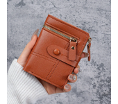Ultra-delgada de cuero de la PU Billetera de las mujeres, la moda de corto titular de la tarjeta, el bolso de color sólido, simple billetera de cien