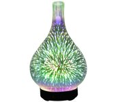 3D Firework Glass USB Air Humidifier with 7 Color Led Night Light Aroma Oil Diffuser Cool Mist Maker Black EU Plug