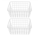 Cestas de almacenamiento de alambre, cesta de alambre de Metal de granja, organizador de almacenamiento de congelador, contenedores con asas, blanco, 2 paquetes