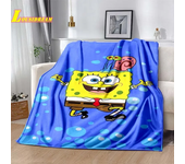Go-SpongeBob Cartoon Printed Blanket Soft and Comfortable Flannel Throw Blanket Home Bed Sofa Children's Cute Birthday Gift