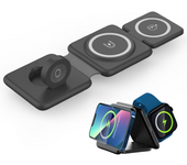 Cargador  inalámbrica 3 en 1,plegable,magnética15 W,múltiples dispositivos,para iPhone 15/14/13/12, AirPods 3/2/Pro/Pro2, iWatch