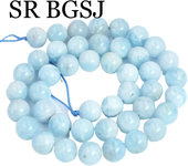 5-16mm AAA Grade Pure Aquamarine Round Genuine Natural Blue Stone Jewelry Making Stone DIY Necklace Spacer Beads 15"