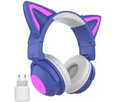 New ZW068 Bluetooth5.0 Headphone Wireless Headset With HD Microphone Cat Ear Cute LED Light Flashing for Girl Gift