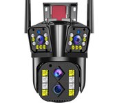Cámara de Segurad IP PTZ de 16MP 8K Cuatro Lentes Zoom 10X WiFi Tres Pantallas Vigilancia Cámara de Seguridad Android Compatible ONVIF Katería Operada Estilo de Torre