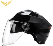 Casco de motocicleta con luces Led para hombre y mujer, accesorio para ciclomotor, Scooter eléctrico, con doble visera, recargab