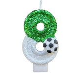 Football Children's Birthday Candles Number 0-9 Green Sparkles Birthday Creative Soccer Candle for Boy Party Cake Top Decoration