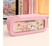 Aesthetic Transparent Pencil Bag Good Looking Panda Large Capacity Pencil Bag PVC Zipper Stationery Storage Bag Kids Gift