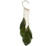 Bohemian women's feather long earrings, beach chain, tassel, pendant, wedding, bride, summer jewelry, 1 piece.