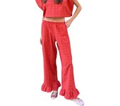 New Women Cute Flared Pants Casual Vertical Stripe Print Elastic Waist Bell Bottoms Trendy Bootcut Trousers For Streetwear S-XL