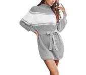 Turtleneck Women's Crochet Dresses Extreme Mini Lace Up Female Knit Dress Loose Prom On Promotion Outfits Clearance Vintage