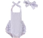 Pudcoco Baby Girl Romper Sleeveless Halter Neck Plaid Print Ruffle Bodysuit Newborn Playsuit 0-18M
