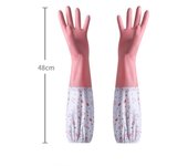 Latex Rubber Dish Washing Gloves Elastic Cuffs Velvet Winter Cleaning Gloves Long Sleeve Waterproof Housework Gloves