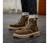 2025 invierno hombres botas cortas fondo grueso antideslizante vintage moto botas cortas de trabajo botas de los hombres