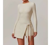 Women's backless Bailey suit, gym long sleeved Siamese sportswear, skirt, jumpsuit, yoga suit