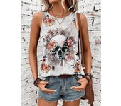 Rock Hip Hop Print Women's Tank Top Summer Street Fashion Women's Crew Neck Tank Top Everyday Casual Women's Sleeveless T-shirt