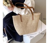 Round Straw Beach Bag Vintage Handmade Woven Shoulder Bag Raffia Circle Rattan Bags Bohemian Summer Vacation Casual Bags