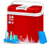 Nevera eléctrica portátil 24 litros | ENFRÍA y CALIENTA | Enfriador Termoeléctrica 12V y 230V | Mini Nevera para Auto y Camping | EEK A+++ | Incluye 2 acumuladores de frío