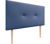 Cabecero de Polipiel o Tela Acualine Liso con Botones y Patas Tapizado de Alta Gama Cabezal Lujo Cama Dormitorio Moderno Acolchado (Tela Beige, 145x105cm (Camas 120/135/140))