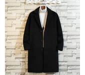 Legible-Chaqueta de lana suelta para hombre, abrigo largo informal, sólido, Otoño e Invierno