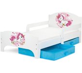 Cama Infantil de Madera - Zoo - Marco de Cama, Colchón y Cajón, robustro Cómodo Dormitorio Impresa, Muebles para Niños, Espacio para Dormir: 140/70 cm