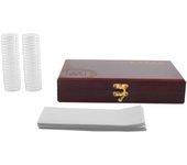 50 Pcs Wood Coin Protection Display Box Storage Case Holder Round Box Commemorative Collection Box