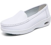 2025 nuevos zapatos de enfermera con colchón de aire para mujeres, zapatos de trabajo hospitalario, transpirables y antifatiga, zapatos de algodón resistentes al desgaste con suela plana, suela suave, suela  Gruesa blanca