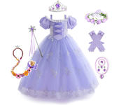 Little Girl Rapunzel Costume Party Fancy Princess Dress Birthday Party Christmas Purple Long Dress Cosplay Carnival Disguise