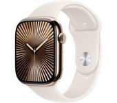 Apple Watch Series 10 [GPS + Cellular, 46mm] - Gold Titanium Case with Starlight Sport Band, M/L (Renewed)